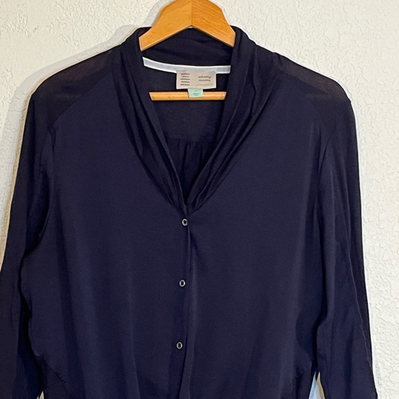 Saturday Sunday Anthropologie Olivia mixed media button tie front blouse Boho - Picture 2 of 8